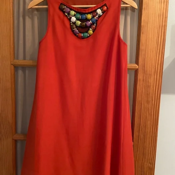 Rare London Beaded neckline orange mini dress ASOS - Picture 4 of 7